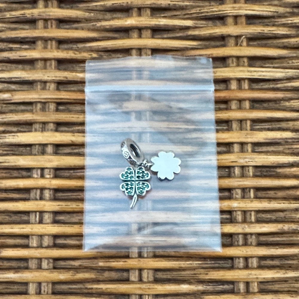 925 Sterling Silver and Green Clover Charm